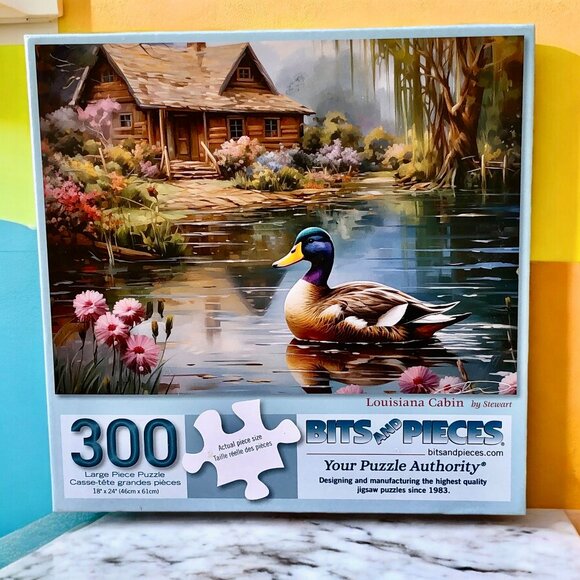Bits & Pieces Puzzle Large Pieces LOUISIANA CABIN 300 Piece MALLARD DUCK - Picture 2 of 11
